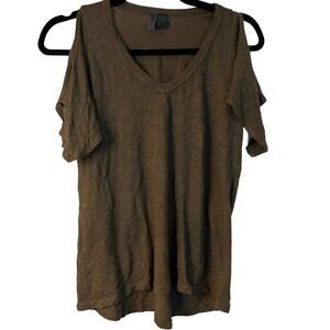 Anthropologie Left Of Center Heathered Cold Shoulder Blouse Top Size XS